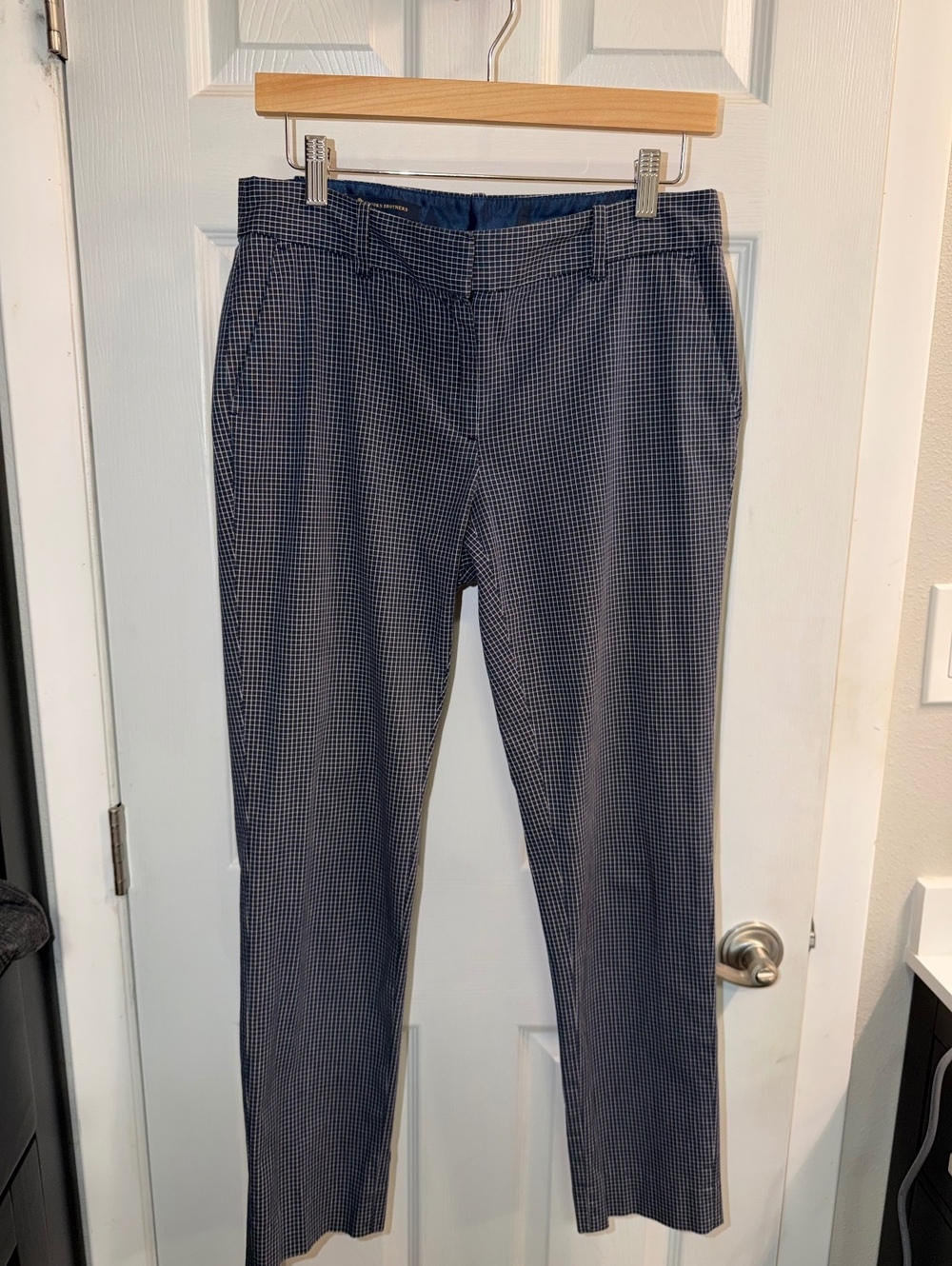 Brooks Brothers Women’s Navy Blue Check Plaid Tailored Pants Size 4